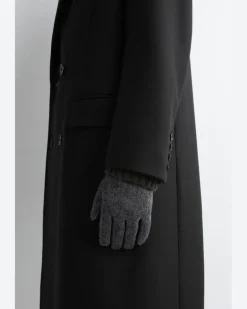 Lederhandschuhe Mit Kaschmirfutter Und Steppnähten Grau