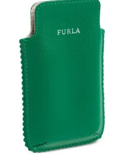 Leder-Handyhülle mit Wellensaum - Grün