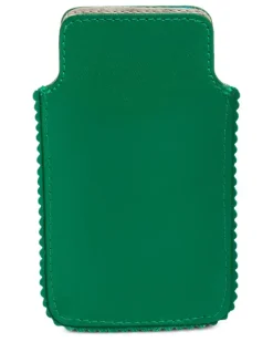 Leder-Handyhülle mit Wellensaum - Grün