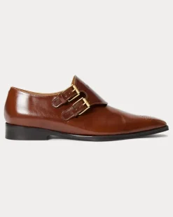 Leder-Loafer mit doppeltem Monkstrap Brown