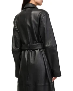 Ledermantel mit Gürtel Black