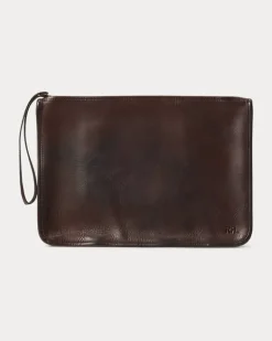 Leder-Pochette Brown