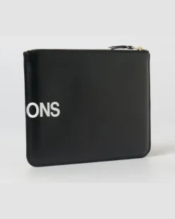 Lederpouch mit Logoprint Schwarz