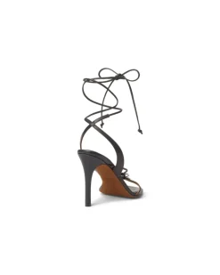 Ledersandale mit O-Ring-Knöchelriemen Black