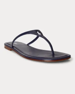 Leder-Zehenstegsandale Polo Play Blue