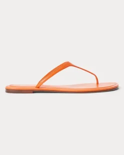 Leder-Zehenstegsandale Polo Play Orange