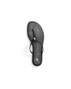 Leder-Zehenstegsandale Polo Play Black
