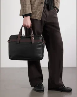 Ledger Full-Grain Leather Briefcase Black