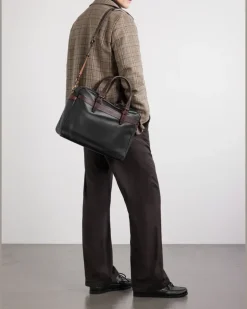 Ledger Full-Grain Leather Briefcase Black