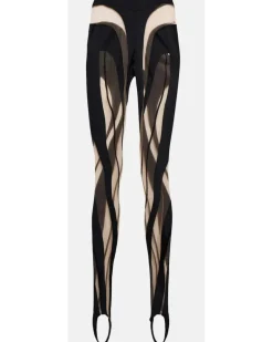 Leggings aus Jersey und Mesh Schwarz