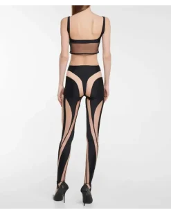 Leggings aus Jersey und Mesh Schwarz