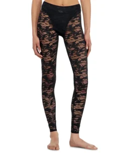 Leggings aus Nylon mit camouflage-Spitze - Hosen - Damen - Schwarz