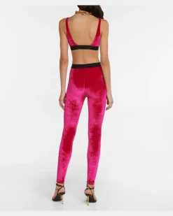 Leggings aus Samt Rosa