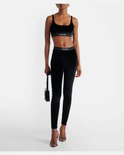 Leggings aus Velours Schwarz