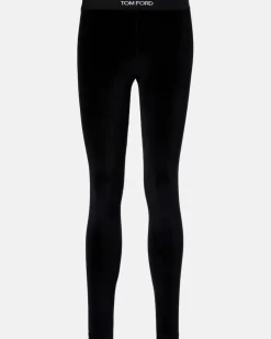 Leggings aus Velours Schwarz