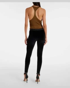 Leggings aus Velours Schwarz