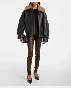 Leggings Carolyn aus Leder Braun