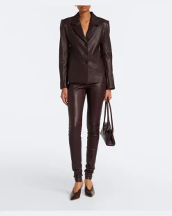 Leggings Carolyn aus Leder Burgunderrot