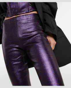 Leggings Carolyn aus Metallic-Leder Violett