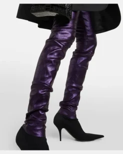 Leggings Carolyn aus Metallic-Leder Violett