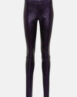 Leggings Carolyn aus Metallic-Leder Violett