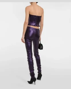 Leggings Carolyn aus Metallic-Leder Violett