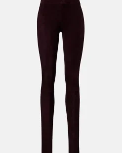 Leggings Carolyn aus Veloursleder Braun