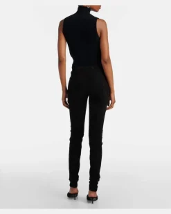 Leggings Carolyn aus Veloursleder Schwarz