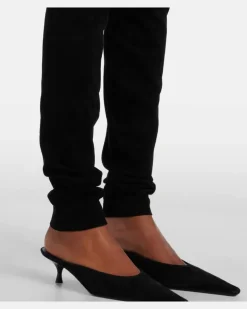 Leggings Carolyn aus Veloursleder Schwarz
