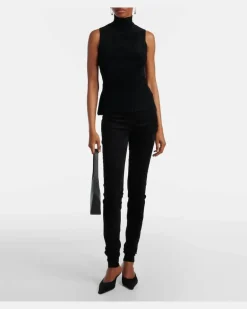 Leggings Carolyn aus Veloursleder Schwarz
