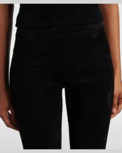 Leggings Carolyn aus Veloursleder Schwarz