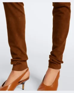 Leggings Carolyn aus Veloursleder Braun