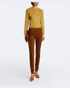 Leggings Carolyn aus Veloursleder Braun