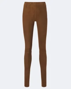 Leggings Carolyn aus Veloursleder Braun