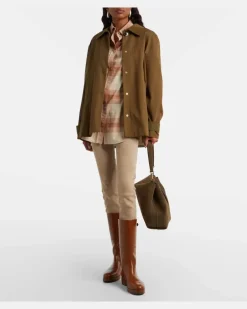 Leggings Carolyn aus Veloursleder Beige