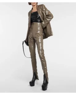 Leggings Dirt Waist mit Pailletten Beige