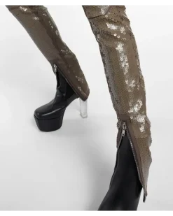 Leggings Dirt Waist mit Pailletten Beige