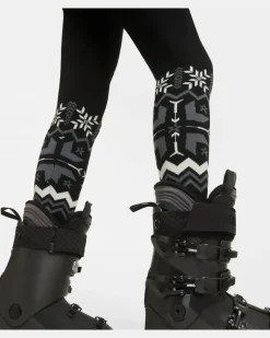 Leggings Nordic aus Wolle mit Intarsien Schwarz