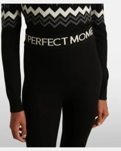 Leggings Nordic aus Wolle mit Intarsien Schwarz