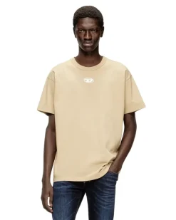 Leichtes Baumwoll-T-Shirt mit metallischem ovalem D-Logo - T-Shirts - Herren - Beige