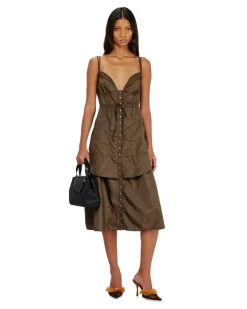 Leichtes Nylonkleid mit Lagen-Design - Kleider - Damen - Braun