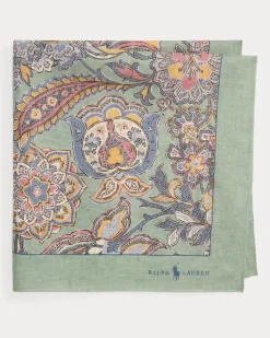 Leinen-Bandana mit Paisley-Motiv Green