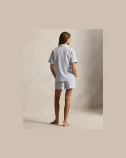 Leinen-Baumwoll-Pyjama mit Shorts Blue