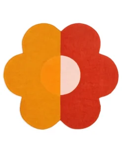 Leinen-Tischsets in Blumenform (4er-Set) - Orange
