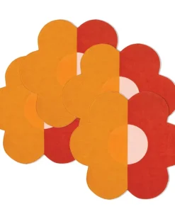 Leinen-Tischsets in Blumenform (4er-Set) - Orange
