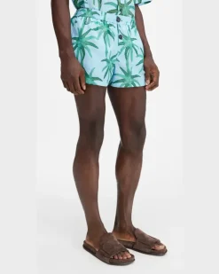 Le Maillot Puntini - Print Palmtrees Star Blau/Grün