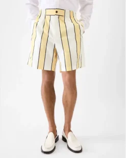 Le Short Aloe - Print Stripes Weiß/Gelb/Schwarz