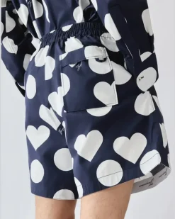 Le Short Caleçon - Prints Dots Marineblau Heart