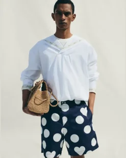 Le Short Caleçon - Prints Dots Marineblau Heart