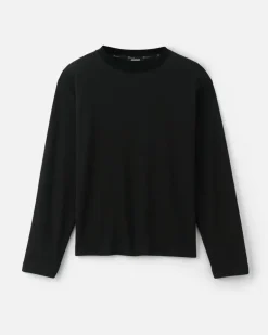 Le T-shirt Rond Carré Manches Longues - Schwarz